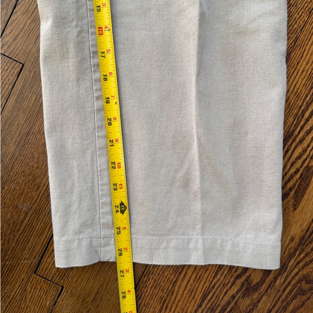 Express Linen Cotton Blend Wide Leg Drawstring Pants Tan Beige Womens Medium - Picture 6 of 8